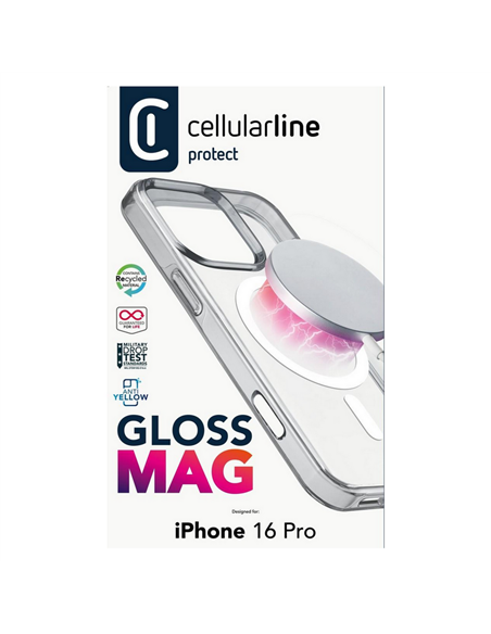 Чехол Cellularline Gloss Mag - iPhone 16 Pro, Прозрачный Чехол Cellularline Gloss Mag - iPhone 16 Pro, Прозрачный