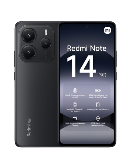 Смартфон Xiaomi Redmi Note 14 5G, 6Гб/128Гб, Midnight Black