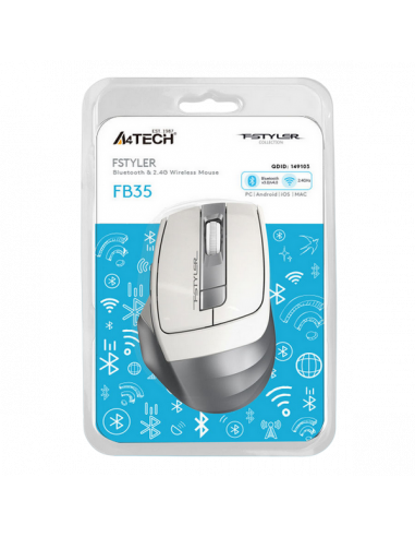 Mouse Wireless A4Tech FB35, Alb