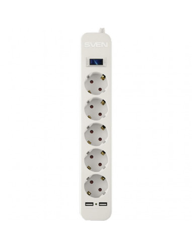 Prelungitor electric SVEN SF-05LU, 5 Prize, 1,8m, Alb