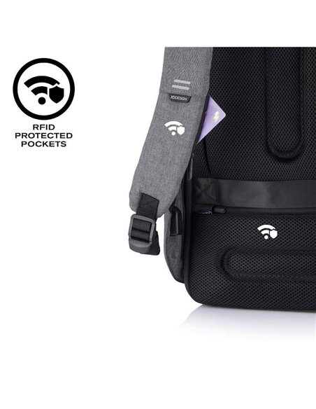 Rucsac zilnic Bobby Hero Small, Piele artificială, Gri