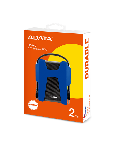 Внешний портативный жесткий диск ADATA HD680, 2 ТБ, Синий | Чёрный (AHD680-2TU31-CBL)