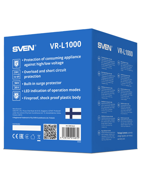 Стабилизатор напряжения SVEN VR-L1000, 1000VA