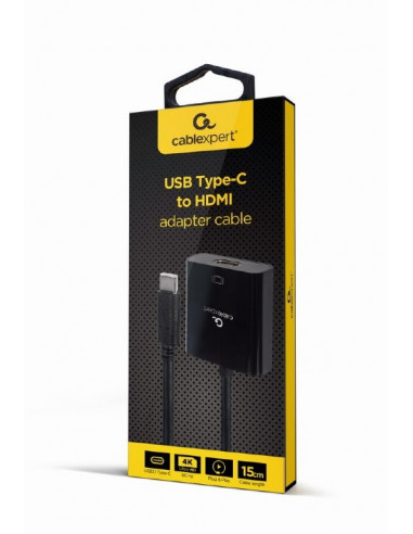 Видеокабель Cablexpert A-CM-HDMIF-04, USB 3.1 Type-C (M) - HDMI (F), 0.15 м, Чёрный