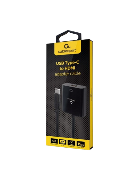 Видеокабель Cablexpert A-CM-HDMIF-04, USB 3.1 Type-C (M) - HDMI (F), 0.15 м, Чёрный