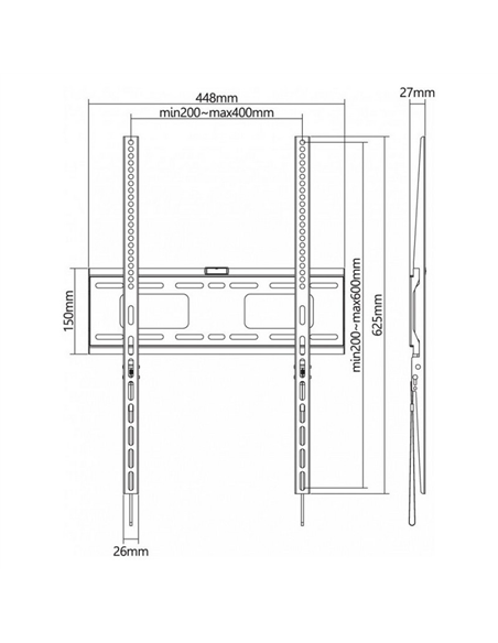 Фиксированное настенное крепление Reflecta Plano Portrait 70-4060, Чёрный
