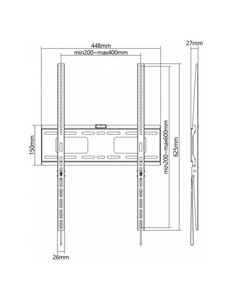 Фиксированное настенное крепление Reflecta Plano Portrait 70-4060, Чёрный