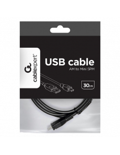 Cable de date Cablexpert CCP-USB2-AM5P-1, USB Type-A (F)/Mini-USB, 0,3m, Negru 2