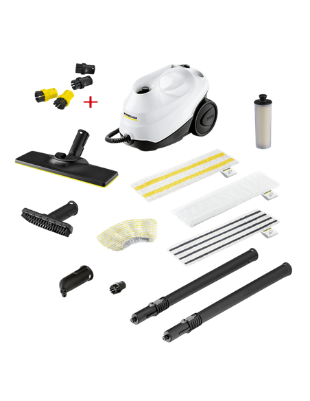 Aparat de curățat cu abur Karcher SC 3 EasyFix Anniversary Edition + Set duze perii rotunde 2.863-264.0, Alb
