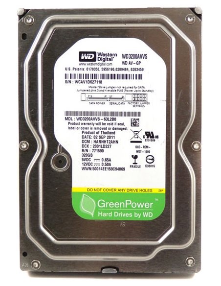 Жесткий диск Western Digital WD AV-GP, 3.5", 320 ГБ <WD3200AVVS>
