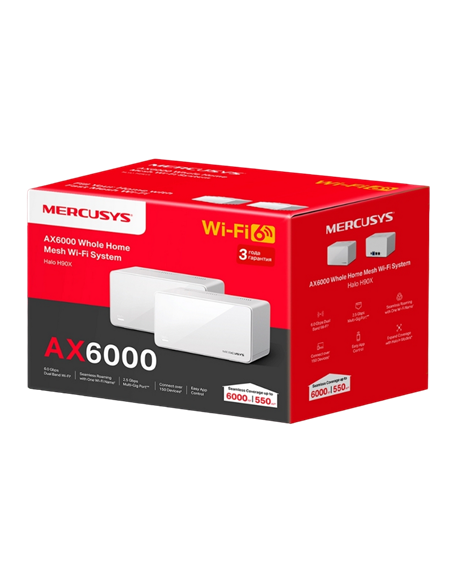 Sistem Wi-Fi Mesh MERCUSYS Halo H90X(2-pack), Wi-Fi, Alb