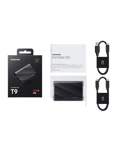 Внешний портативный SSD накопитель Samsung T9, 1 ТБ, Чёрный (MU-PG1T0B/WW)