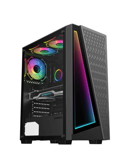 Carcasă PC Gamemax Prism, Midi-Tower, Fără PSU, Negru