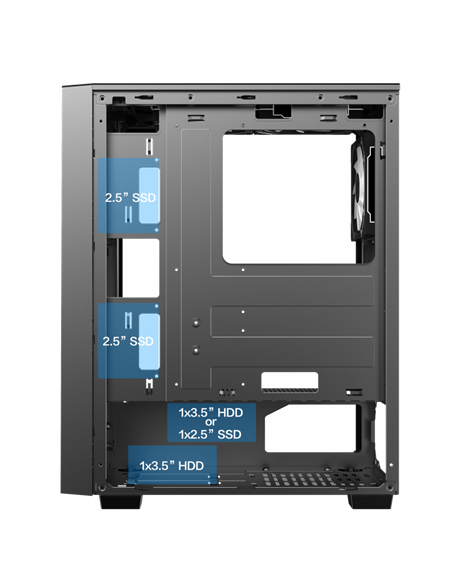 Carcasă PC Gamemax Prism, Midi-Tower, Fără PSU, Negru