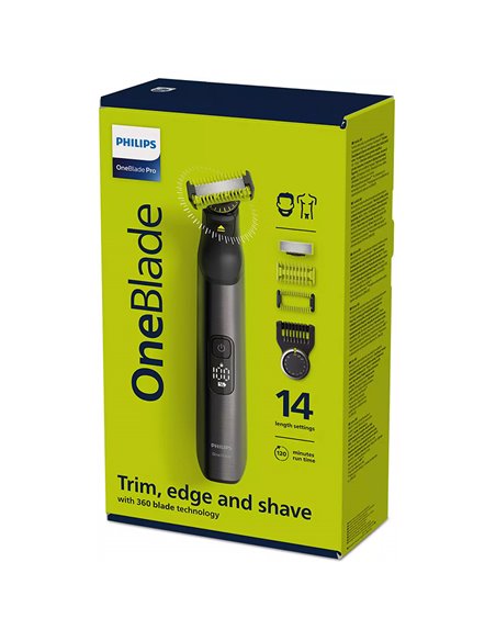 Trimmer pentru bărbați Philips OneBlade Pro 360 QP6551/15, Crom