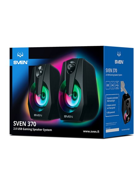 Компьютерные колонки 2.0 SVEN "370", Чёрный Компьютерные колонки 2.0 SVEN "370", Чёрный