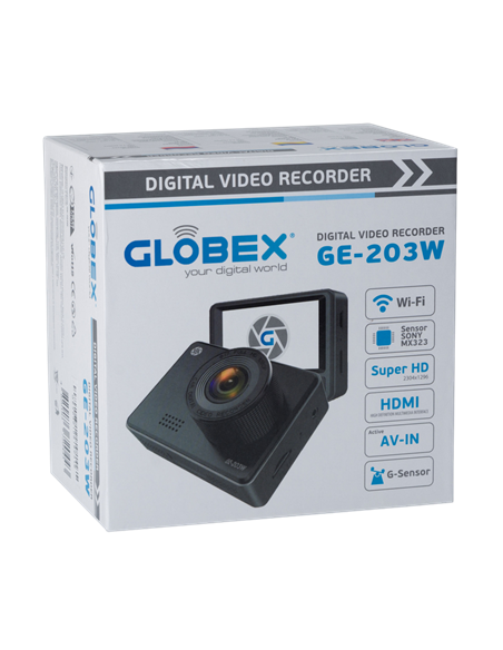 Автомобильный видеорегистратор Globex GE-203W + Камера заднего вида BRC-890, Чёрный