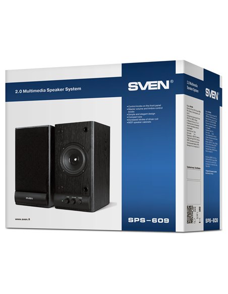 Компьютерные колонки 2.0 SVEN SPS-609, Чёрный