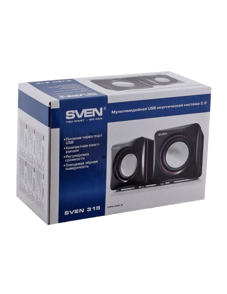 Компьютерные колонки 2.0 SVEN "315", Чёрный