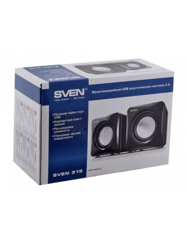 Boxe pentru calculator 2.0 SVEN "315", Negru