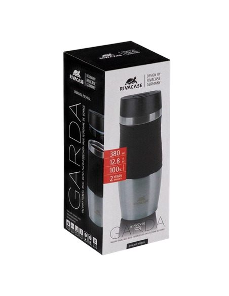 Cană termos Rivacase 90346SL, 0,38L, Oțel Inoxidabil | Negru