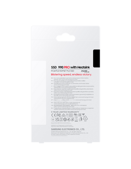 Накопитель SSD Samsung 990 PRO с радиатором, 4000Гб, MZ-V9P4T0GW