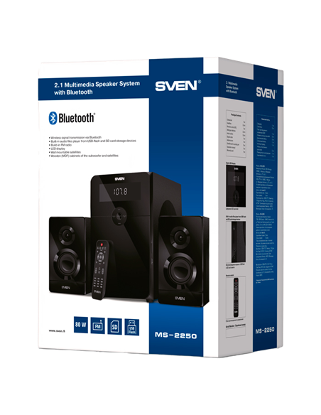 Компьютерные колонки 2.1 SVEN MS-2250, Чёрный