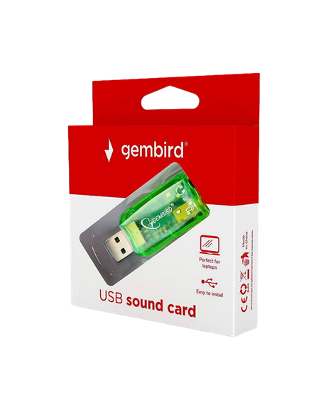Внешняя звуковая карта Gembird SC-USB-01, Зелёная Внешняя звуковая карта Gembird SC-USB-01, Зелёная