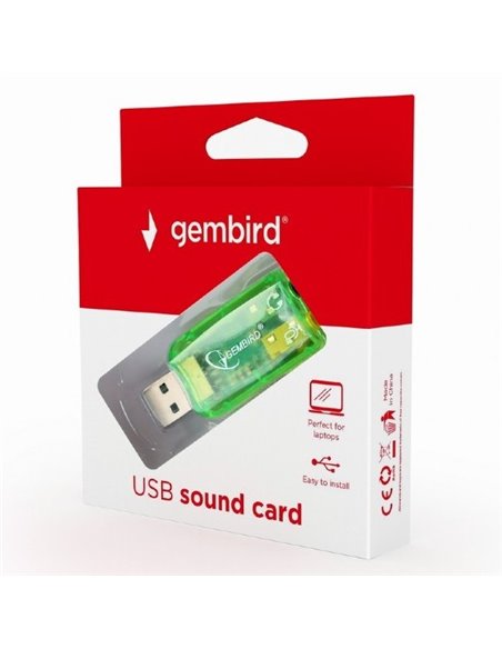 Внешняя звуковая карта Gembird SC-USB-01, Зелёная Внешняя звуковая карта Gembird SC-USB-01, Зелёная