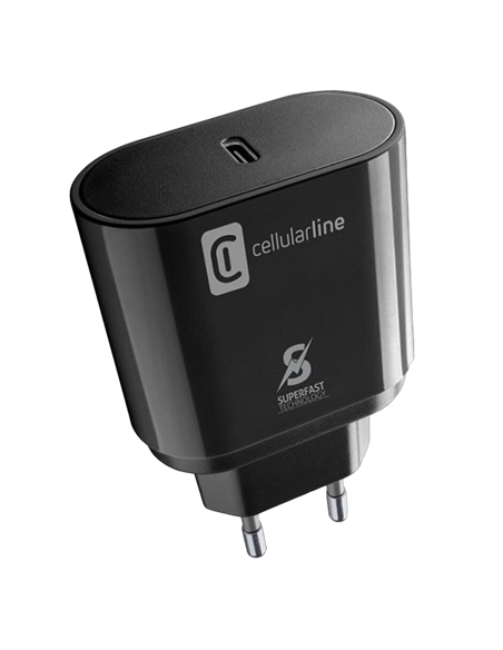 Зарядное устройство Cellularline USB-C Charger 25W, Чёрный