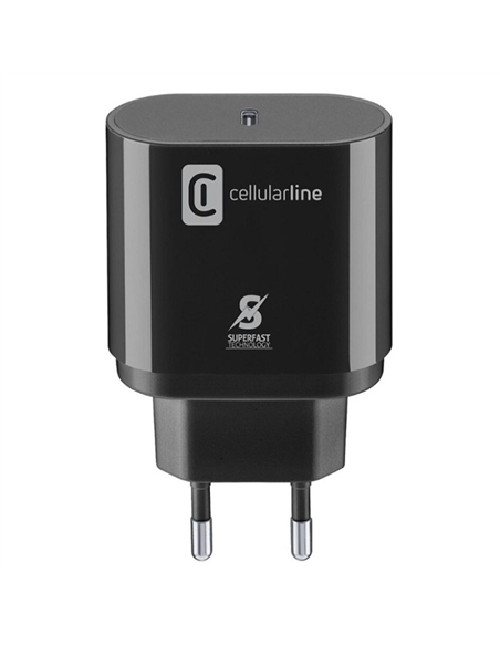 Зарядное устройство Cellularline USB-C Charger 25W, Чёрный