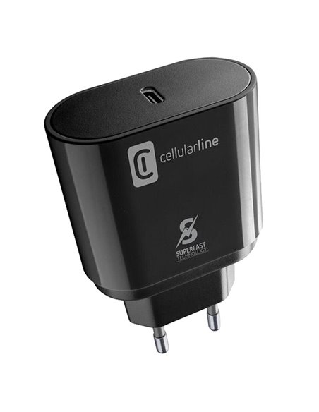 Зарядное устройство Cellularline USB-C Charger 25W, Чёрный