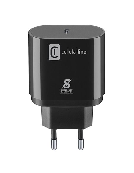 Зарядное устройство Cellularline USB-C Charger 25W, Чёрный