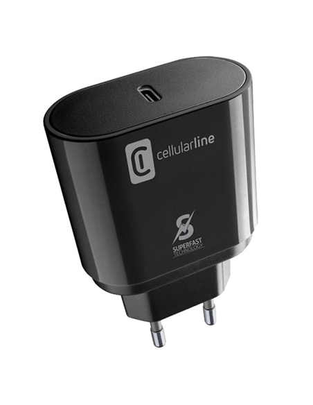 Зарядное устройство Cellularline USB-C Charger 25W, Чёрный