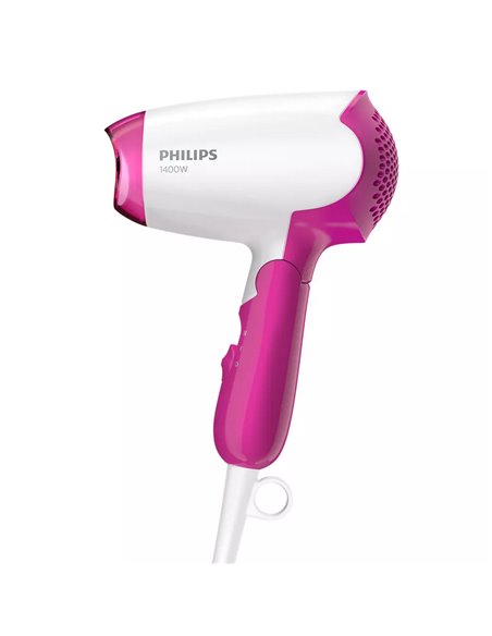 Uscător de păr compact Philips DryCare Essential BHD003/00, 1400 W, Alb | Roz