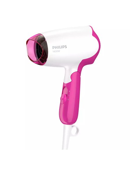 Uscător de păr compact Philips DryCare Essential BHD003/00, 1400 W, Alb | Roz