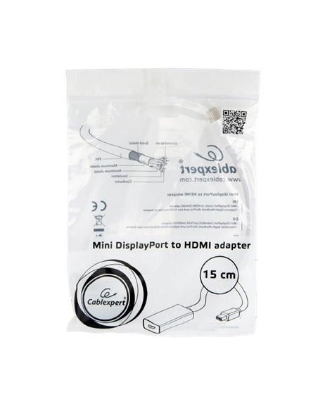 Видеоадаптер Cablexpert A-mDPM-HDMIF-02-W, MiniDP (M) - HDMI (F), 0,15м, Белый