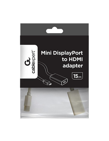Adaptor Video Cablexpert A-mDPM-HDMIF-02-W, MiniDP (M) - HDMI (F), 0,15m, Alb