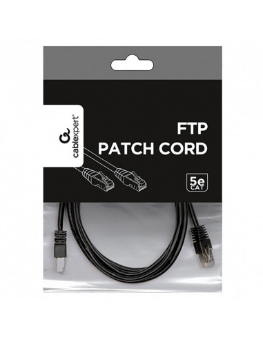 Patch cord Cablexpert PP22-2M/BK, Cat5e FTP, 2m, Negru