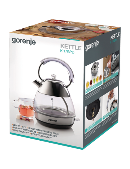 Электрочайник Gorenje K17GPD, Нержавеющая сталь