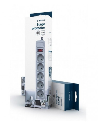 Prelungitor electric Gembird GMB SPG3-B-10C, 5 Prize, 3 m, Alb