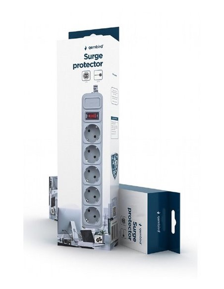 Сетевой фильтр Gembird GMB SPG3-B-10C, 5 Розеток, 3 м, Белый