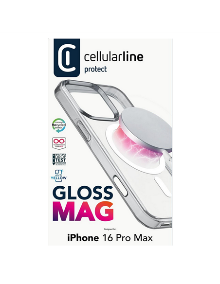 Чехол Cellularline Gloss Mag - iPhone 16 Pro Max, Прозрачный