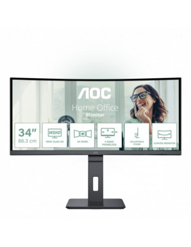 34.0” Monitor Gaming AOC CU34P3CV/ Curved/ 1ms/ 21:9/ 100Hz/ Black