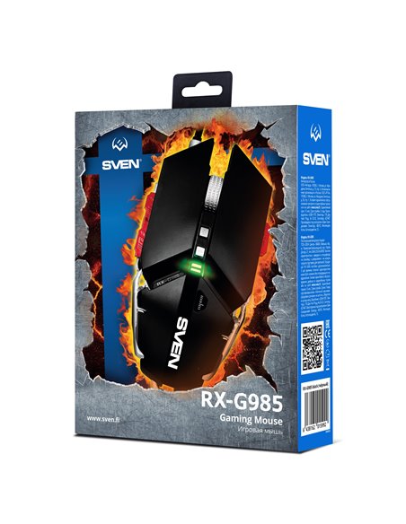 Mouse Gaming SVEN RX-G985 / Gaming sensor Pixart 3050 / USB / 4000 dpi / Black