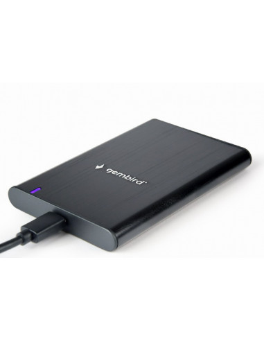 Gembird EE2-U3S-6, USB 3.1 2.5'' enclosure with USB Type-C port, brushed aluminum, Black