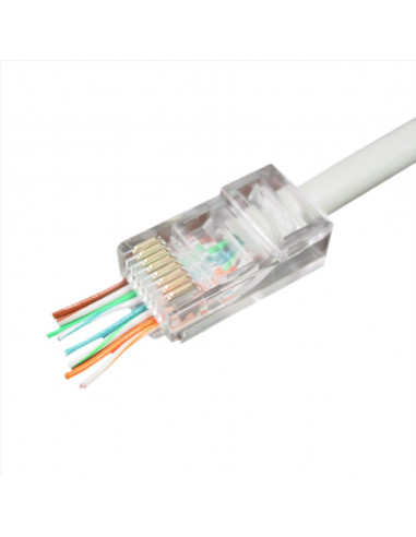 RJ45 Modular Plug LC-PTU-01/50, Universal pass-through modular UTP plug 8P8C, 50 pcs/bag
