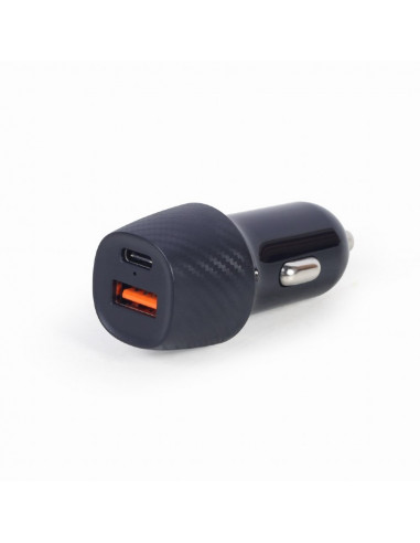 USB Car Charger - TA-U2QC3-CAR-02, 2-port USB car fast charger, Type-C PD, 18 W, black