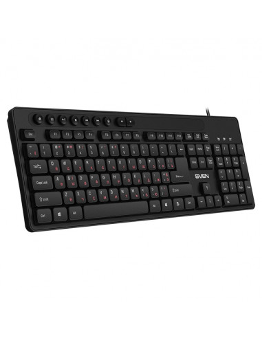 SVEN KB-C3060, Keyboard, Waterproof construction, 113 keys, 9 shortcut key, 1.5m, USB, Black, Rus/Ukr/Eng
