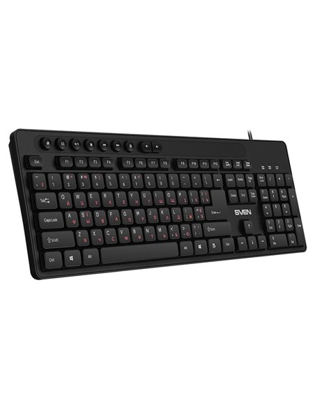 SVEN KB-C3060, Keyboard, Waterproof construction, 113 keys, 9 shortcut key, 1.5m, USB, Black, Rus/Ukr/Eng SVEN KB-C3060, Keyboard, Waterproof construction, 113 keys, 9 shortcut key, 1.5m, USB, Black, Rus/Ukr/Eng